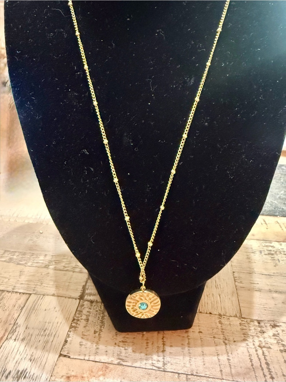 Tocara Gold Medallion Sunburst Pendant Necklace with Turquoise Center